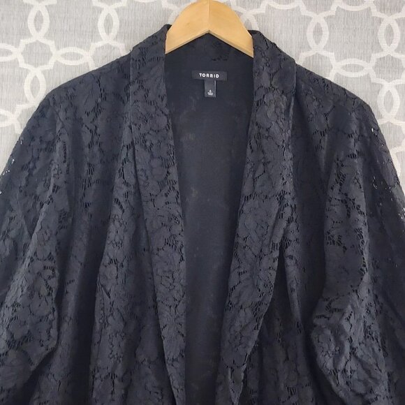 Torrid Black Lace Open Front  Long Sleeve Blazer Women's 4X - Picture 4 of 11